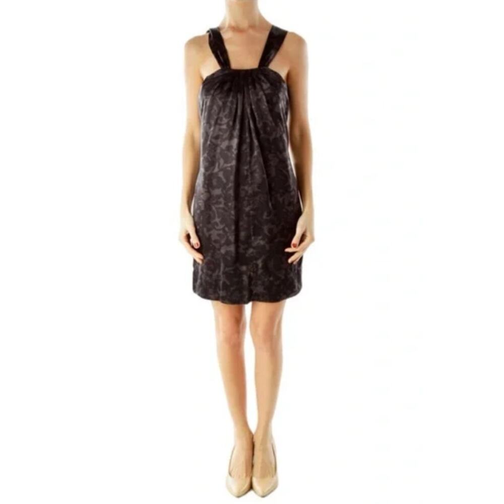 NEW! Banana Republic  Gia Black Gray Silk Sleeveless Mini Dress